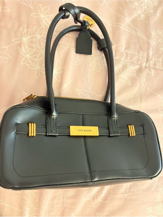 Steve Madden Handbags - Steve Madden Black Leather Satchel with Gold Hardware